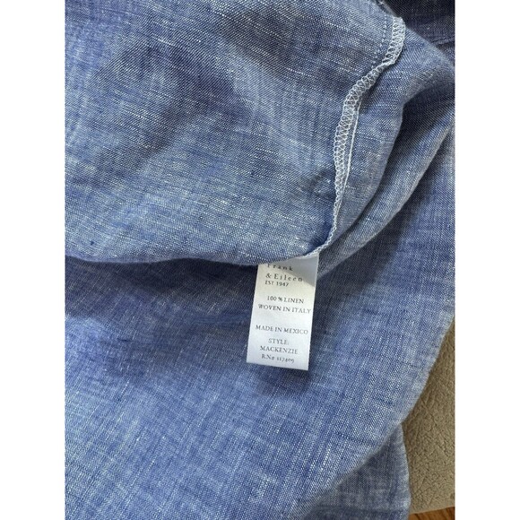 Frank And Eileen MacKenzie Shirt Women OS Blue Linen Button Up Oversized Relaxed - Picture 6 of 6